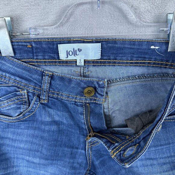 Jolt Straight Leg Jeans Womens Size 5 Embroidered Pockets Low Rise Blue - Picture 5 of 12